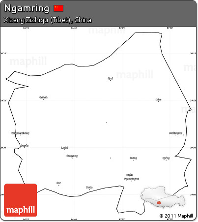 Blank Simple Map of Ngamring, cropped outside