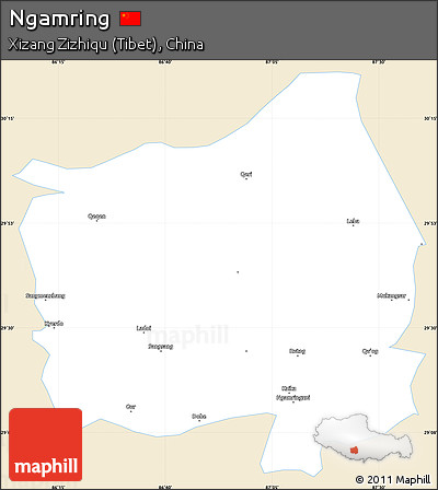 Classic Style Simple Map of Ngamring, single color outside