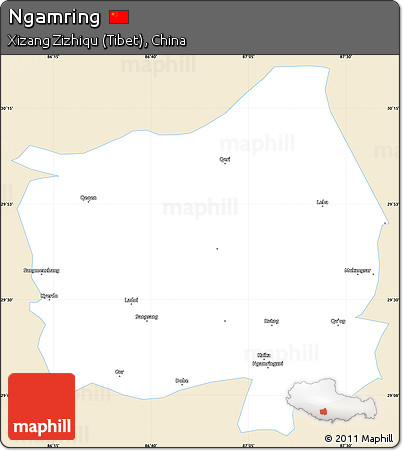 Classic Style Simple Map of Ngamring, single color outside