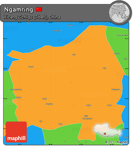 Political Simple Map of Ngamring