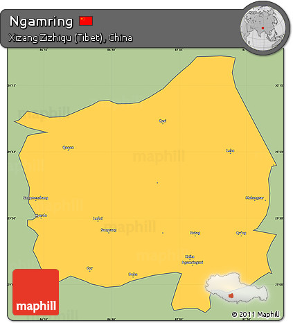 Savanna Style Simple Map of Ngamring, cropped outside