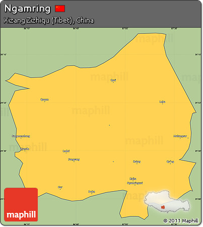 Savanna Style Simple Map of Ngamring, cropped outside
