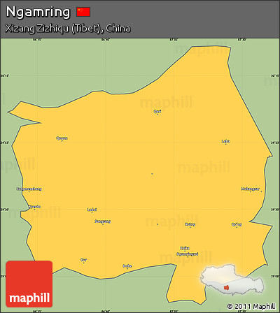 Savanna Style Simple Map of Ngamring, cropped outside