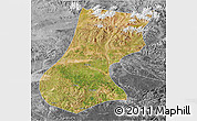 Satellite 3D Map of Nyainrong, desaturated