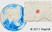Shaded Relief Location Map of Nyainrong