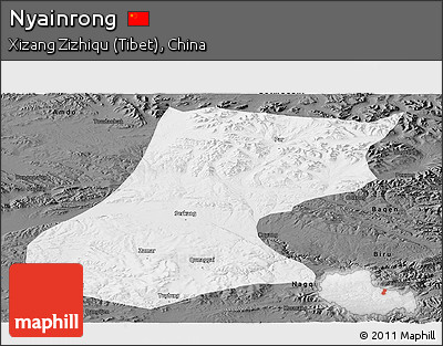 Physical Panoramic Map of Nyainrong, darken