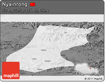Physical Panoramic Map of Nyainrong, darken