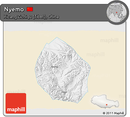 Classic Style 3D Map of Nyemo, single color outside