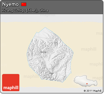 Classic Style 3D Map of Nyemo, single color outside
