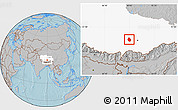 Gray Location Map of Nyemo, highlighted parent region, hill shading