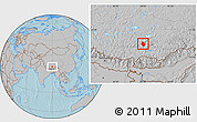 Gray Location Map of Nyemo, hill shading