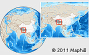 Shaded Relief Location Map of Nyemo, highlighted country, highlighted parent region, within the entire country