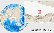 Shaded Relief Location Map of Nyemo, highlighted parent region