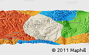 Shaded Relief Panoramic Map of Nyemo, political outside