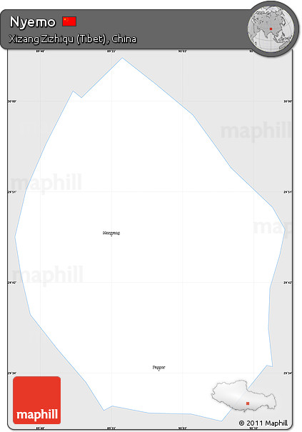 Silver Style Simple Map of Nyemo, single color outside
