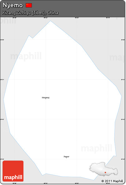 Silver Style Simple Map of Nyemo, single color outside