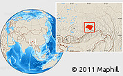 Shaded Relief Location Map of Nyingchi