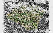 Satellite Map of Nyingchi, desaturated