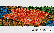 Political Panoramic Map of Nyingchi, darken
