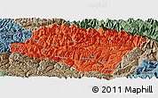 Political Panoramic Map of Nyingchi, semi-desaturated