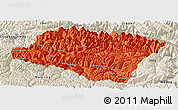Political Panoramic Map of Nyingchi, shaded relief outside