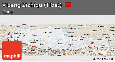 Classic Style Panoramic Map of Xizang Zizhiqu (Tibet)