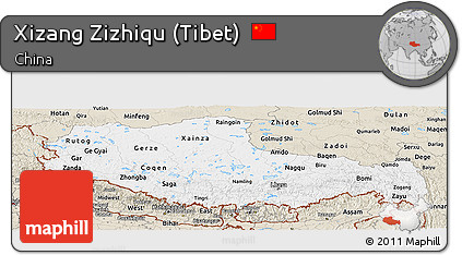 Classic Style Panoramic Map of Xizang Zizhiqu (Tibet)
