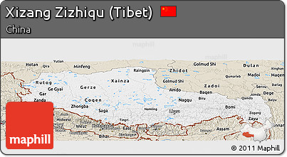 Classic Style Panoramic Map of Xizang Zizhiqu (Tibet)