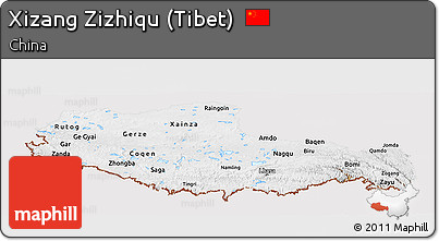 Physical Panoramic Map of Xizang Zizhiqu (Tibet), cropped outside