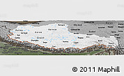 Physical Panoramic Map of Xizang Zizhiqu (Tibet), darken, semi-desaturated