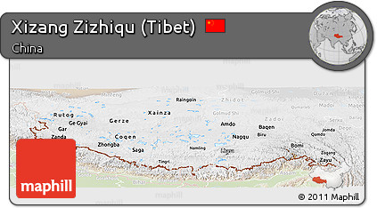 Physical Panoramic Map of Xizang Zizhiqu (Tibet), lighten