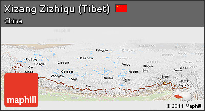 Physical Panoramic Map of Xizang Zizhiqu (Tibet), lighten