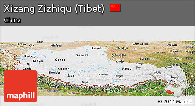 Physical Panoramic Map of Xizang Zizhiqu (Tibet), satellite outside