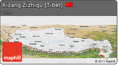 Physical Panoramic Map of Xizang Zizhiqu (Tibet), satellite outside