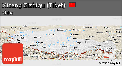Physical Panoramic Map of Xizang Zizhiqu (Tibet), shaded relief outside