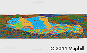 Political Panoramic Map of Xizang Zizhiqu (Tibet), darken