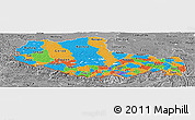 Political Panoramic Map of Xizang Zizhiqu (Tibet), desaturated