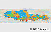 Political Panoramic Map of Xizang Zizhiqu (Tibet), lighten