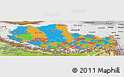 Political Panoramic Map of Xizang Zizhiqu (Tibet), physical outside