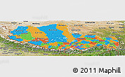 Political Panoramic Map of Xizang Zizhiqu (Tibet), satellite outside