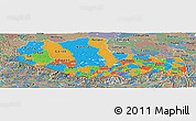 Political Panoramic Map of Xizang Zizhiqu (Tibet), semi-desaturated