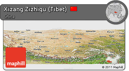 Satellite Panoramic Map of Xizang Zizhiqu (Tibet)