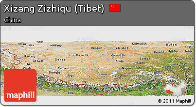 Satellite Panoramic Map of Xizang Zizhiqu (Tibet)