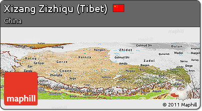 Satellite Panoramic Map of Xizang Zizhiqu (Tibet), physical outside