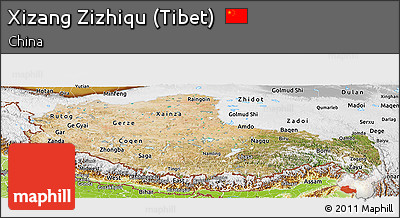 Satellite Panoramic Map of Xizang Zizhiqu (Tibet), physical outside
