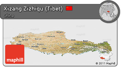 Satellite Panoramic Map of Xizang Zizhiqu (Tibet), single color outside