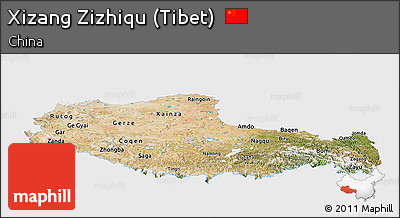 Satellite Panoramic Map of Xizang Zizhiqu (Tibet), single color outside