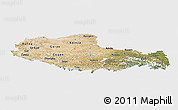 Satellite Panoramic Map of Xizang Zizhiqu (Tibet), single color outside
