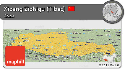 Savanna Style Panoramic Map of Xizang Zizhiqu (Tibet)