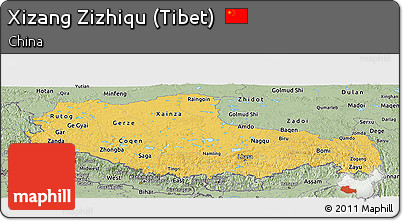 Savanna Style Panoramic Map of Xizang Zizhiqu (Tibet)